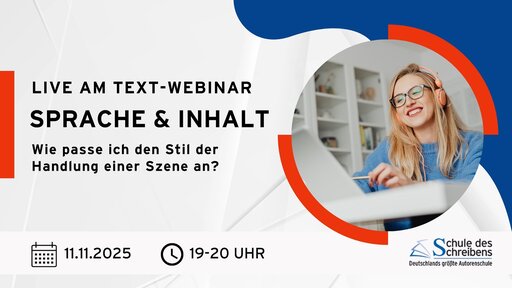 Ankündigung für das Webinar am 11.11.25 zu Sprache und Inhalt