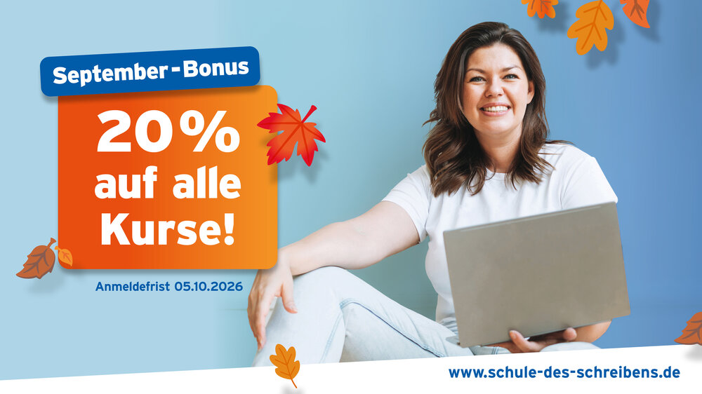 September-Bonus: jetzt 20% sparen auf alle Lehrgänge