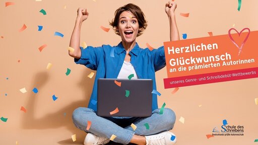 Gratulation an die Gewinner - Frau jubelt!